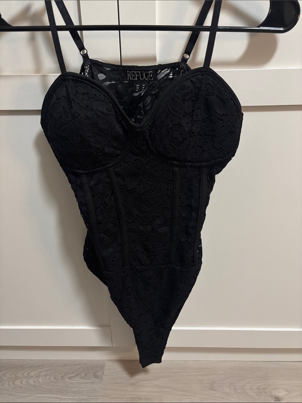 refuge Black Lace Bustier Bodysuit